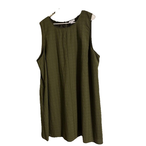 Liz Claiborne Dresses & Skirts - liz claiborne 2x dress Olive Green Eyelet With Pockets
